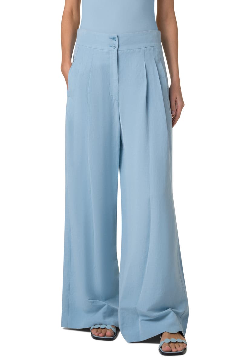 Akris punto Florence High Waist Wide Leg Pants, Main, color, Sky