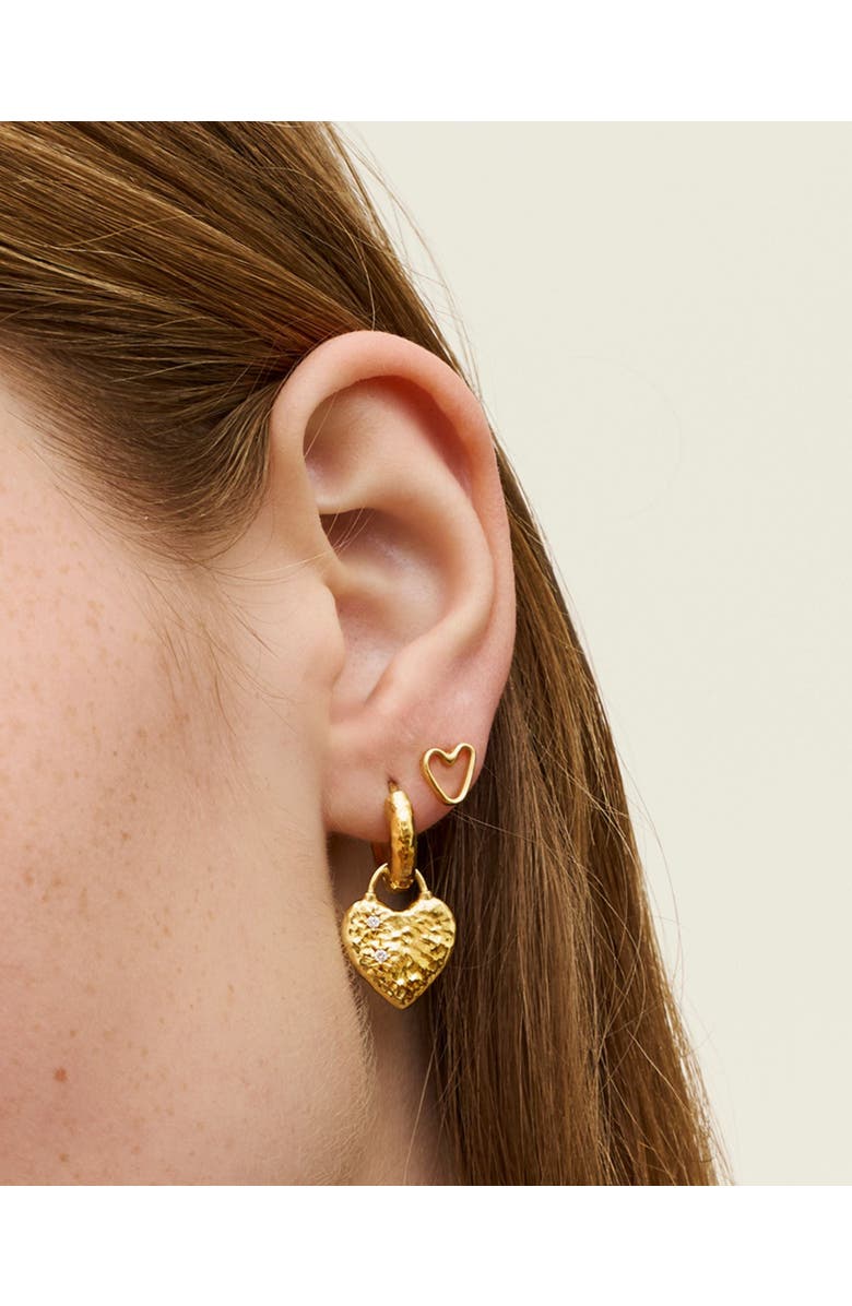 Ottoman Hands Heart Studs, Alternate, color, Gold