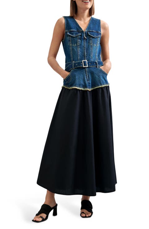 Denim Vest Midi Dress