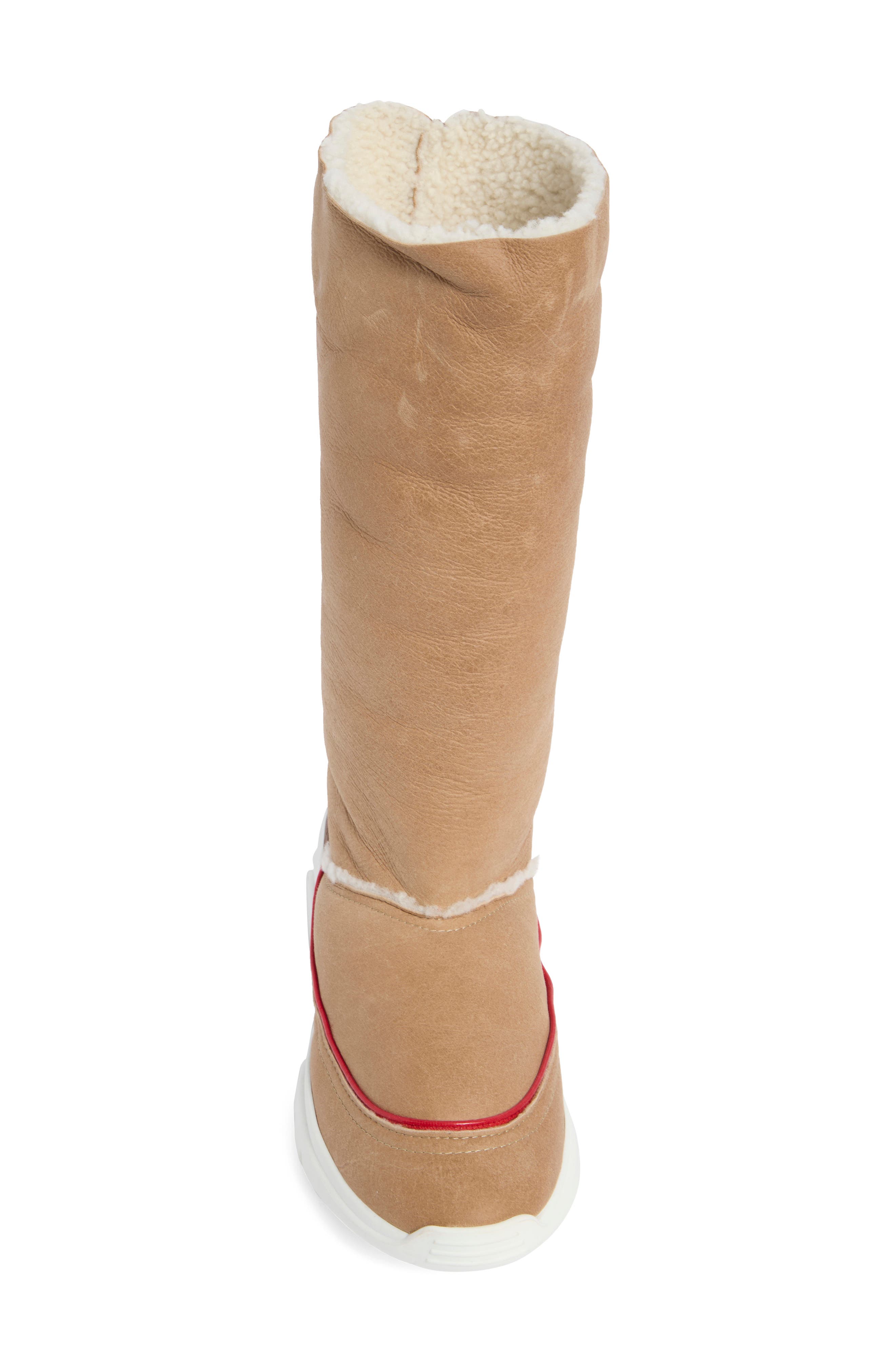 Longchamp Fleece Lined Tall Boot, Alternate, color, Natural