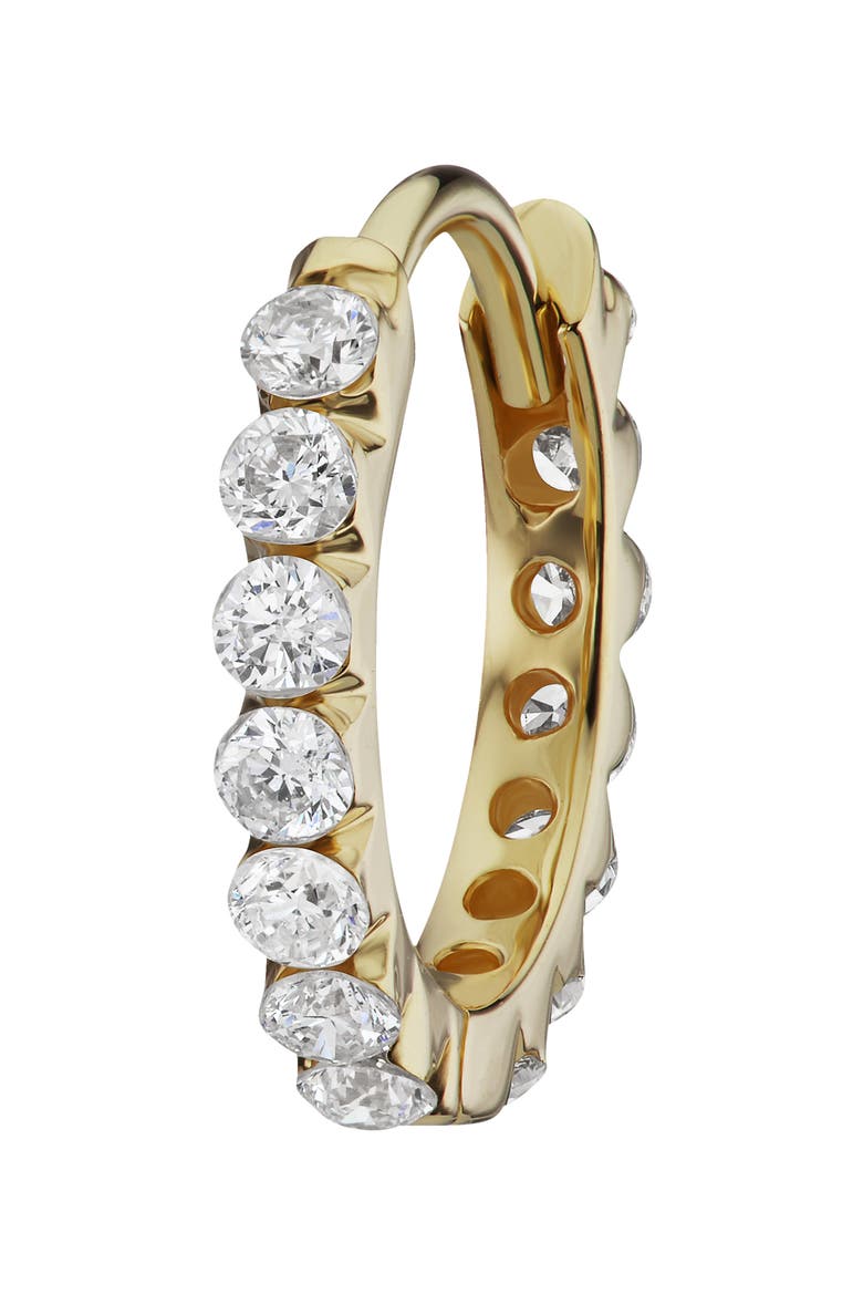 Invisible Set Diamond Single Clicker Hoop Earring, Main, color, 18K YELLOW GOLD/ DIAMOND