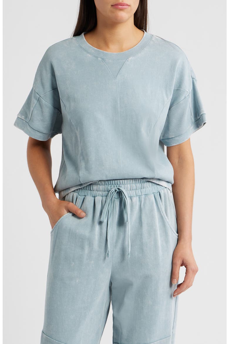 Short Sleeve Cotton Sweatshirt, Main, color, BLUE GROTTO