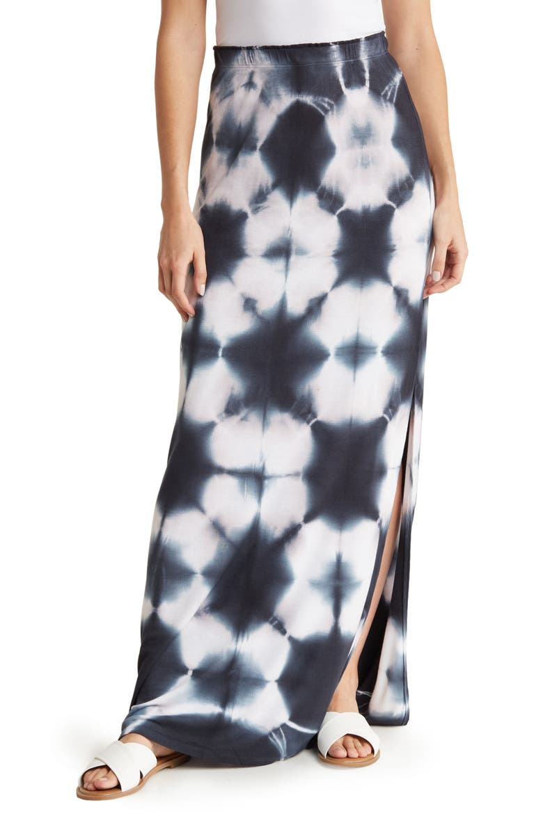 GO COUTURE Tie Dye Slit Maxi Skirt, Main, color, 