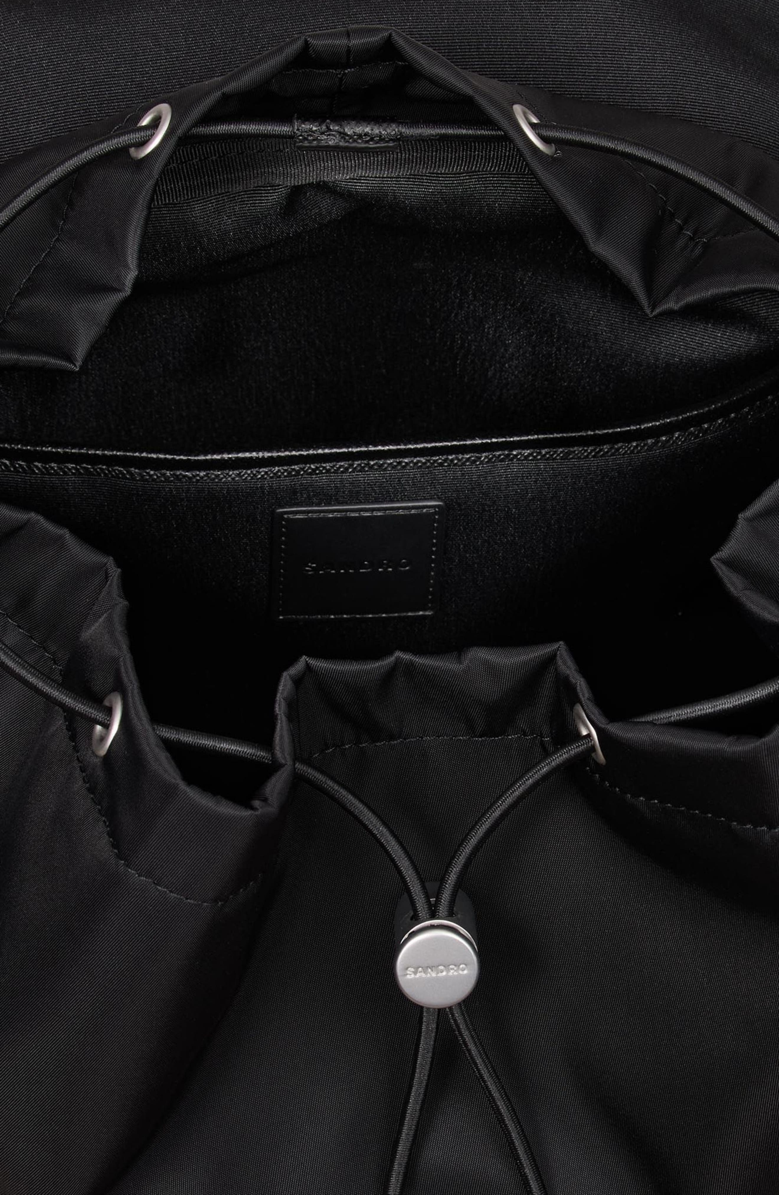SANDRO Recycled leather backpack, Alternate, color, Black