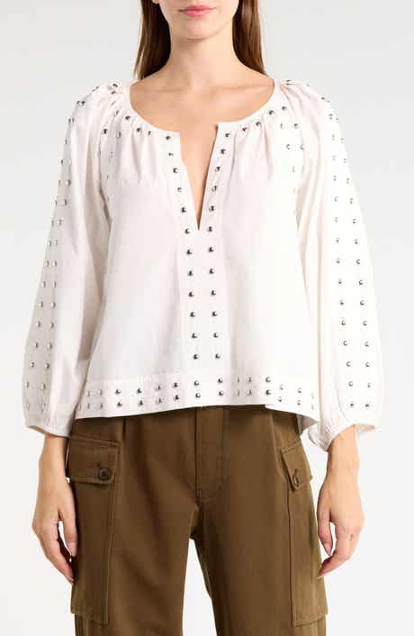 The Bodega Studded Cotton Poplin Top