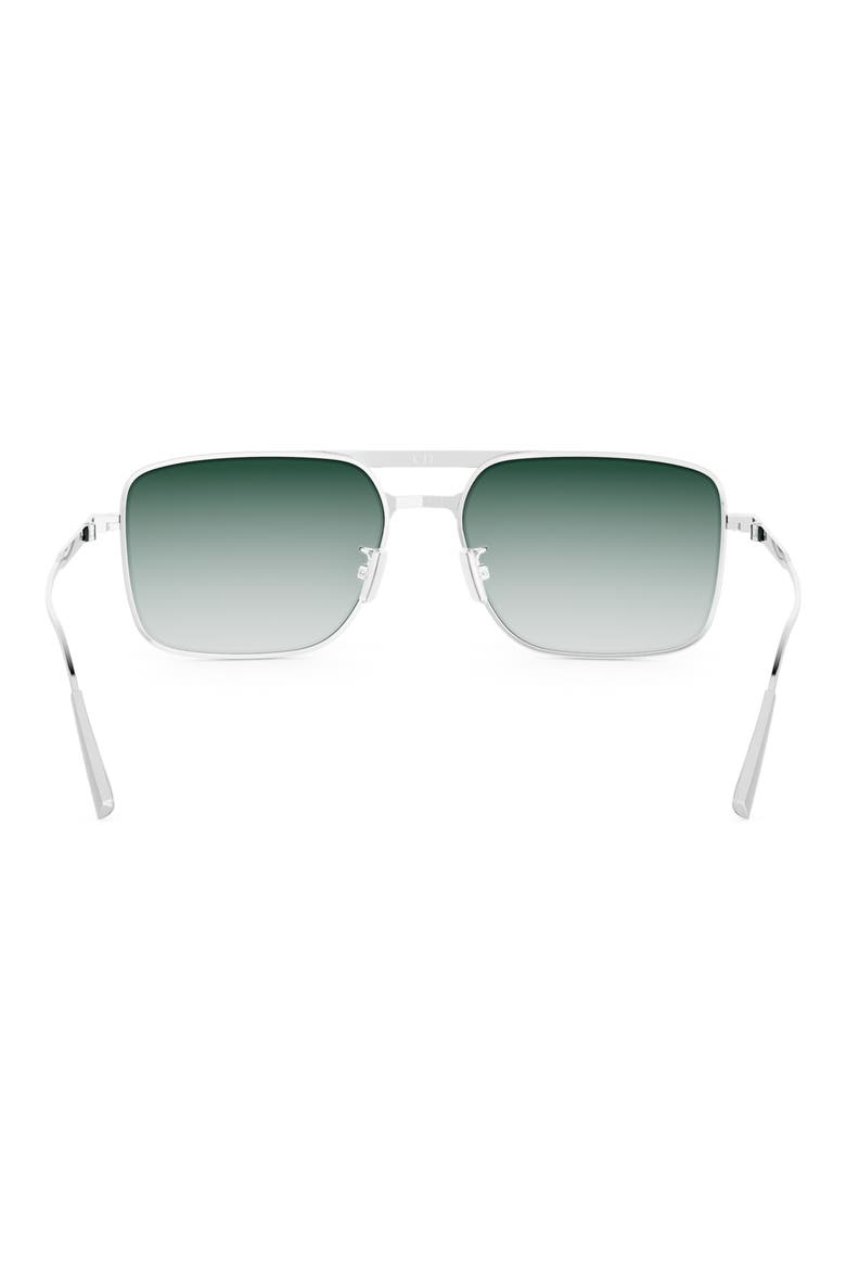 'DiorBlacksuit S17U 54mm Rectangular Sunglasses, Alternate, color, SHINY PALLADIUM / GREEN
