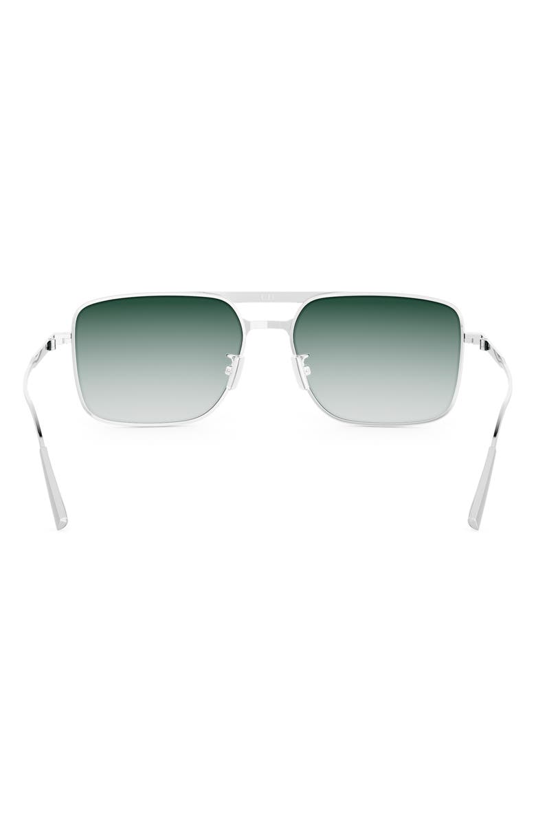 DIOR Blacksuit S17U 54mm Rectangular Sunglasses, Alternate, color, Shiny Palladium / Green