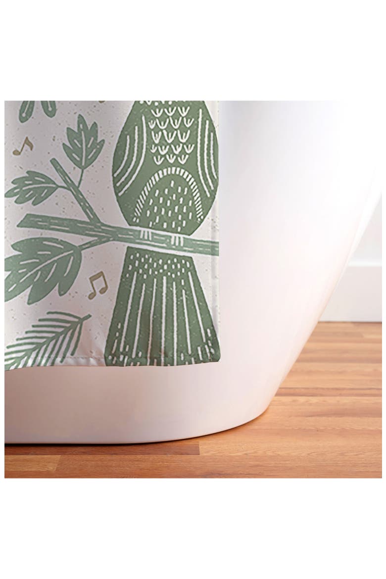 Carey Copeland Song Birds Shower Curtain, Alternate, color, GREEN