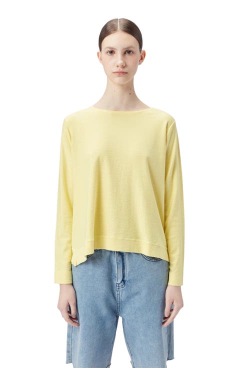 Boatneck Cotton Silk Cashmere Blend Sweater