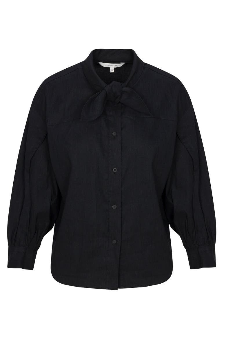 Stretch Linen Top, Alternate, color, Black