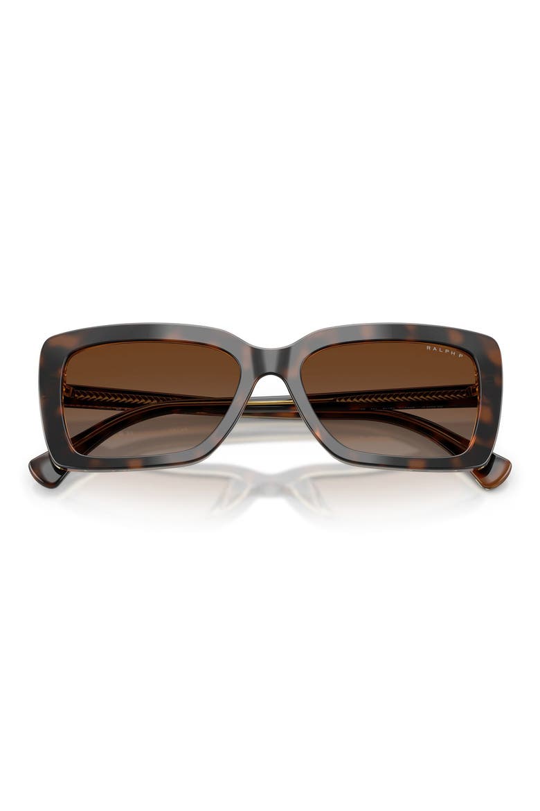 56mm Polarized Rectangular Sunglasses, Alternate, color, TORTOISE TRANSPARENT / POLAR