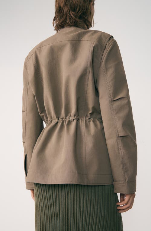 Mango Oversize Stand Collar Parka In Medium Brown