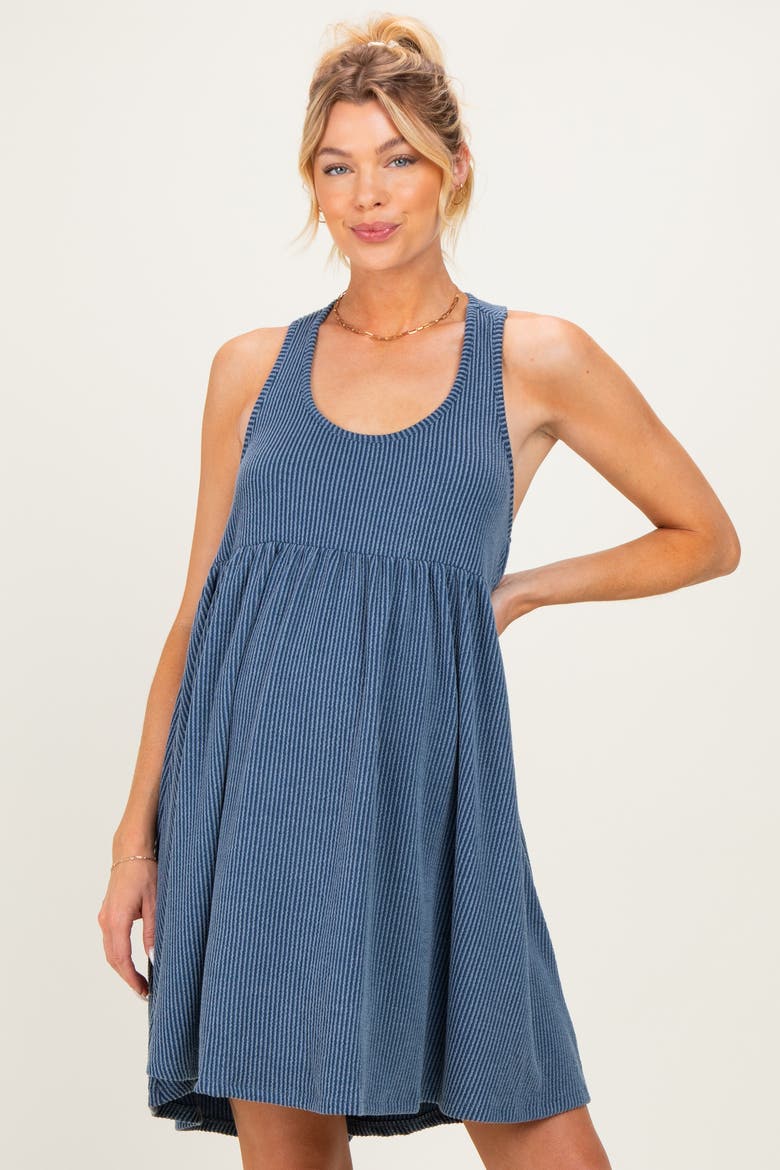 Ribbed Sleeveless Open Back Midi Dress, Alternate, color, Blue