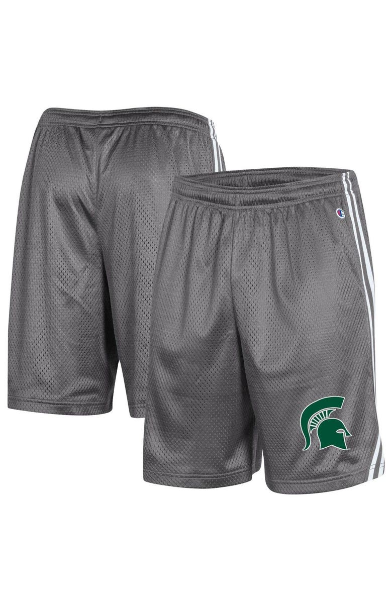 Champion Men's Champion Gray Michigan State Spartans Team Lacrosse Shorts, Main, color, 