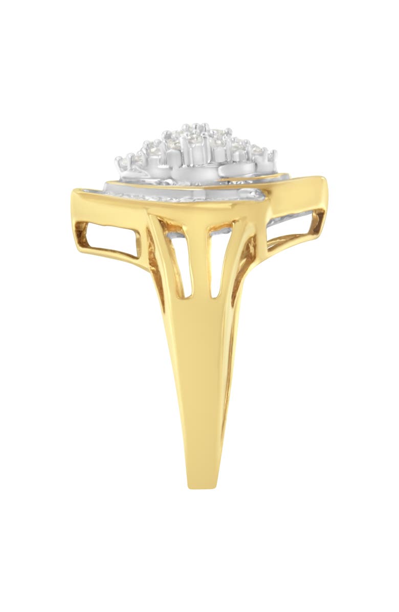Haus of Brilliance 10K Yellow Gold 3/4 Cttw Diamond Cluster Ring, Alternate, color, Yellow Gold