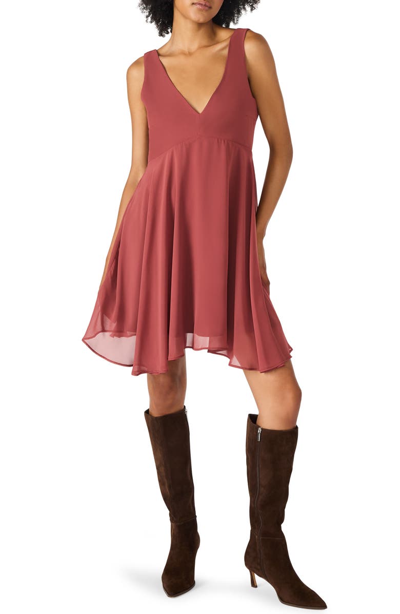 Steve Madden Rowan Chiffon Dress with Ruffle Capelet, Alternate, color, Baked Apple