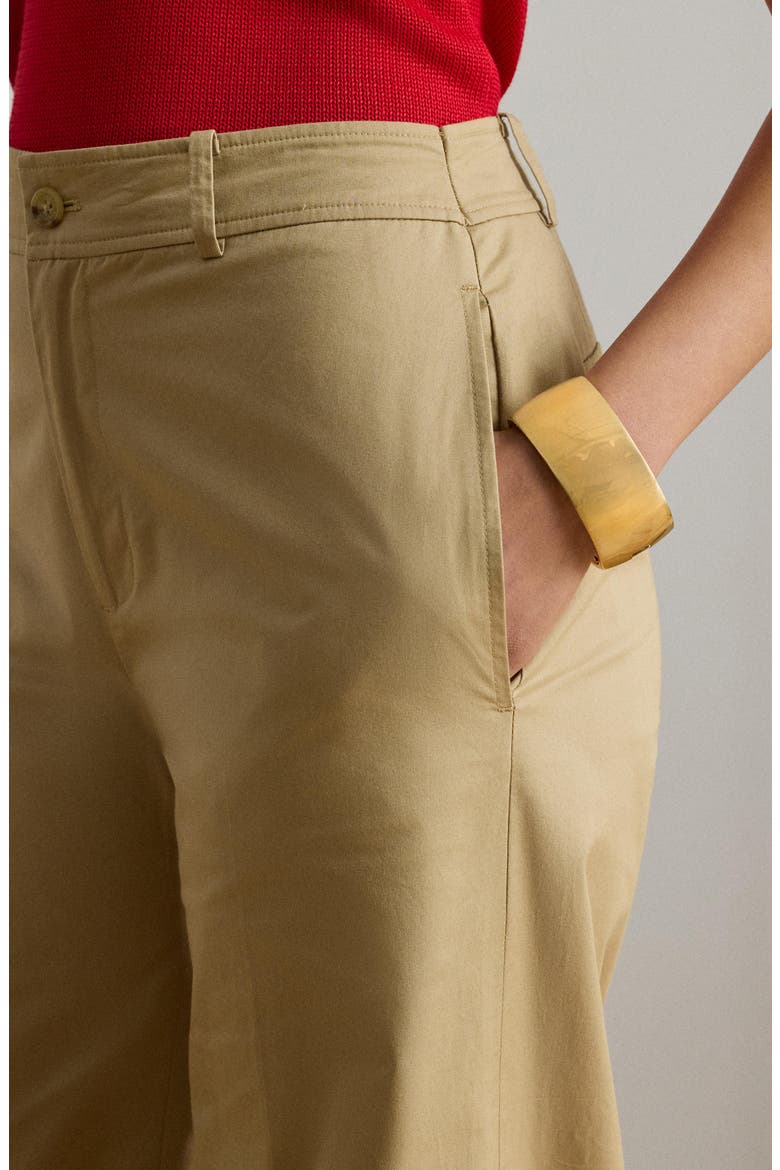 High Waist Wide Leg Cotton Twill Pants, Alternate, color, BIRCH TAN BEIGE