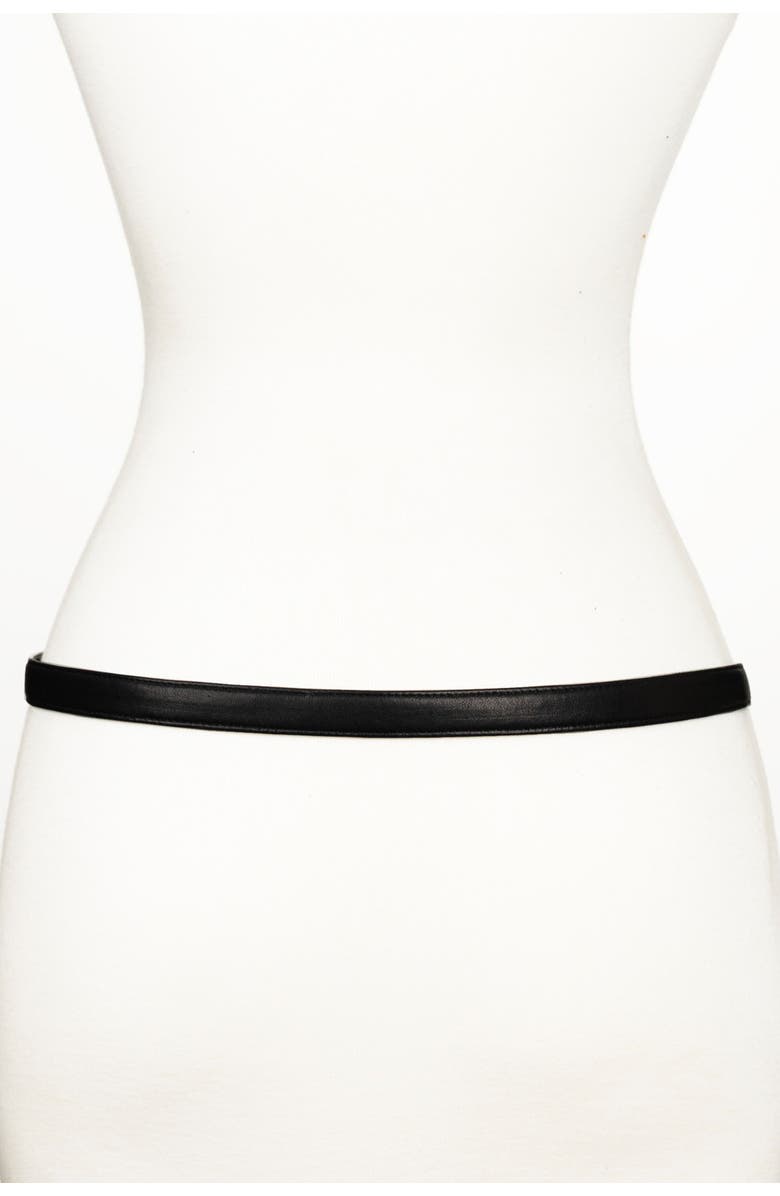 Raina Belts Lauren Leaf Buckle Leather Belt, Alternate, color, Black