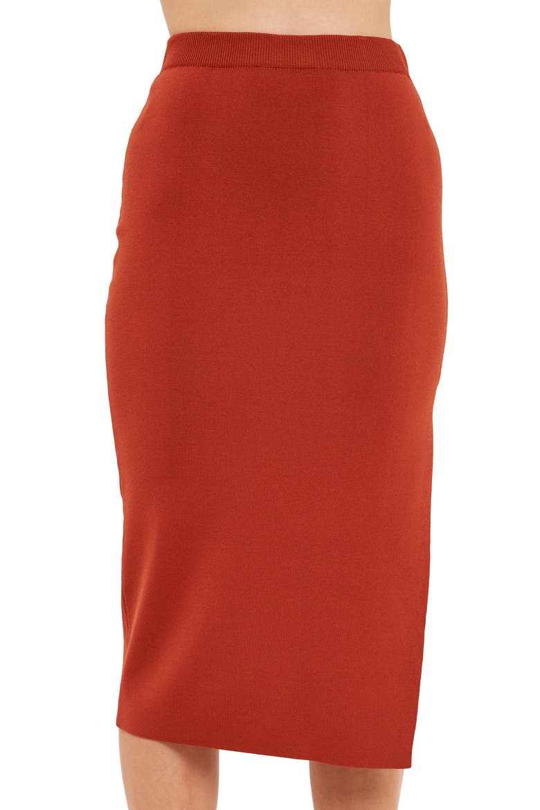 Side Slit Midi Skirt, Alternate, color, BURNT ORANGE