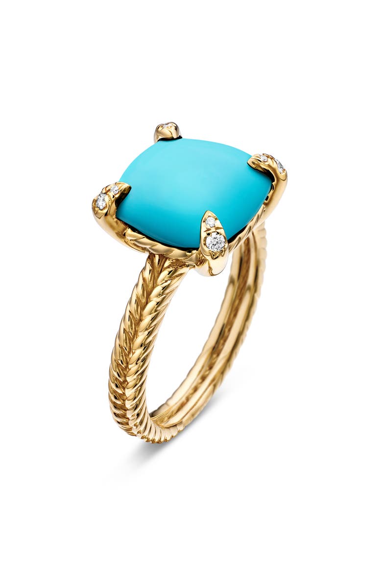 David Yurman Châtelaine<sup>®</sup> Turquoise, Diamond & 18K Gold Ring, Alternate, color, 
