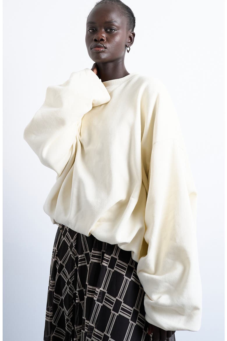 Oversize Balloon Hem Sweatshirt, Main, color, CREAM