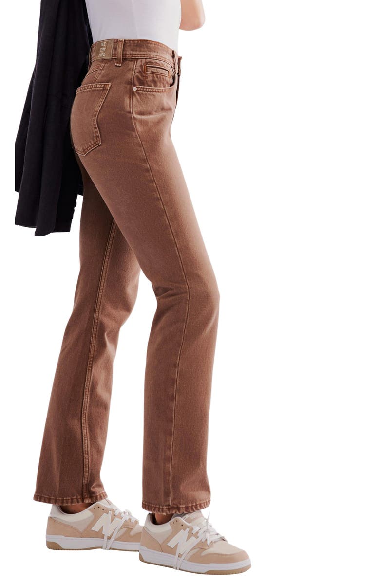 Free People Xena Slim Straight Jeans, Alternate, color, Chocolate Mousse