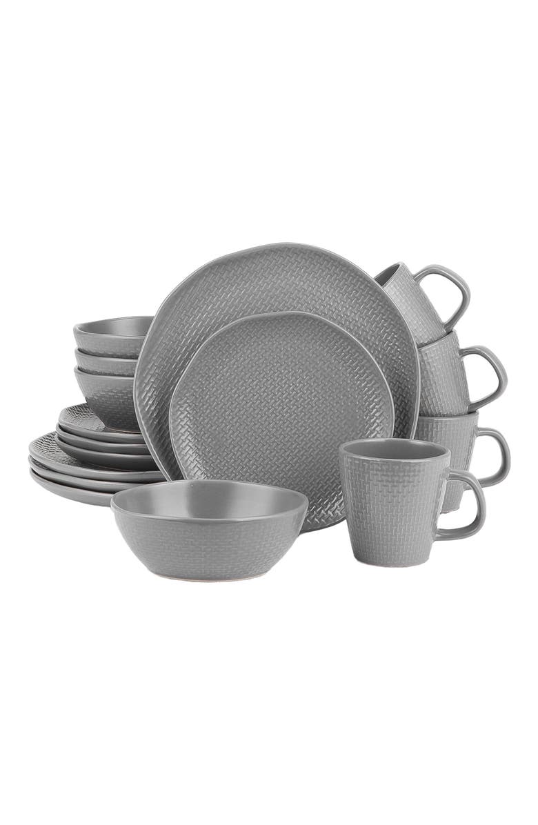 Stone Lain Abigail Stoneware 16-Piece Dinnerware Set, Main, color, Gray