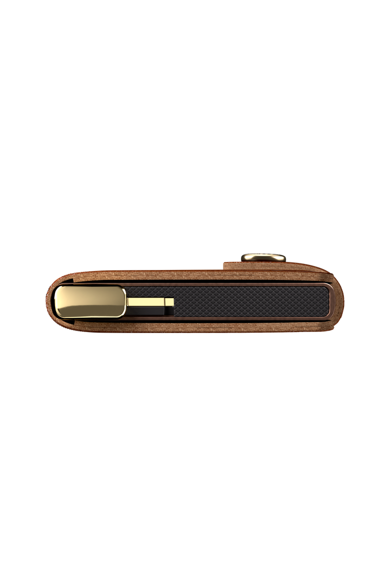 Premium Miniwallet+ Emboss Lines, Alternate, color, Cognac