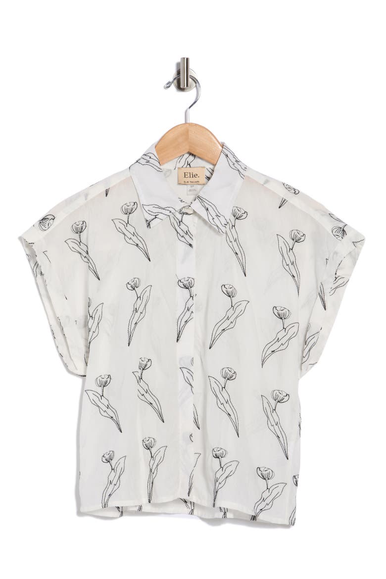 Tulip Embroidered Top, Alternate, color, BLACK EMBROIDERY/ WHITE GROUND