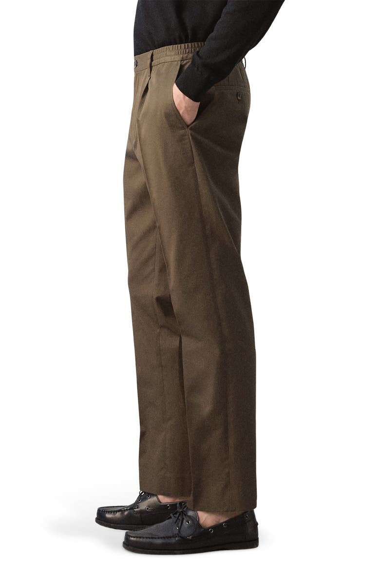 Pleated Cotton Straight Leg Pants, Alternate, color, BROWN