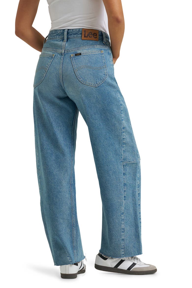 Rider Low Slung Mid Rise Raw Hem Barrel Leg Jeans, Alternate, color, MEMORY TRIP