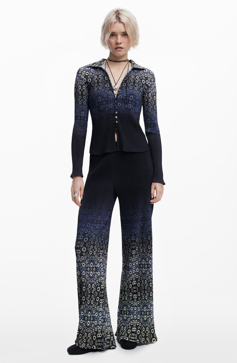 Desigual Flare Leg Pull-On Pants, Alternate, color, Navy Blue