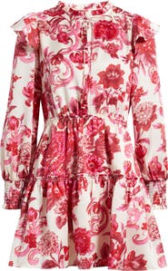 Chelsea28 Floral Long Sleeve Tiered Chiffon Minidress