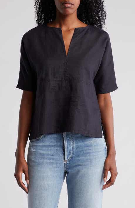 James Perse Split Neck Linen Top