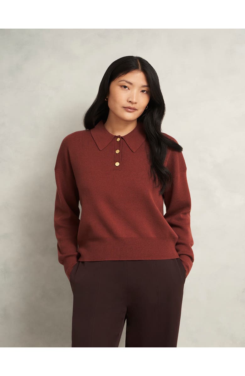 HOBBS LONDON Connie Polo Sweater, Main, color, Cinnamon Brown