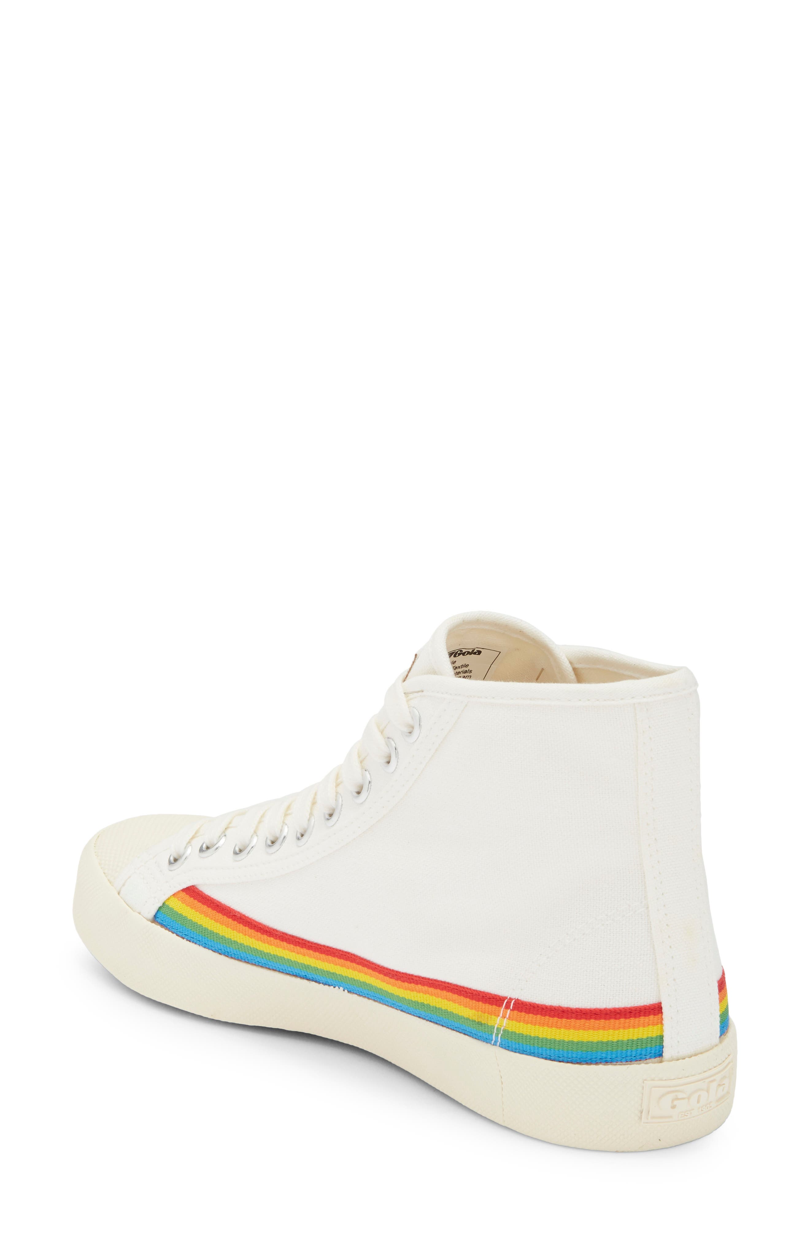 Gola Coaster Rainbow Drop High Top Sneaker, Alternate, color, Off White/ Multi