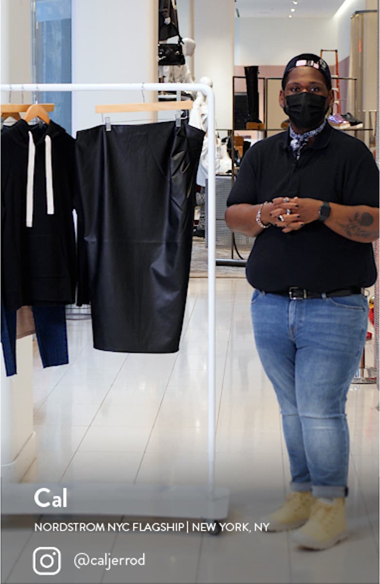 Side Shirred Faux Leather Skirt, sales video thumbnail