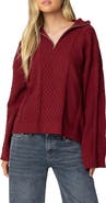 EDIKTED Cable Stitch Oversize Quarter Zip Pullover Sweater