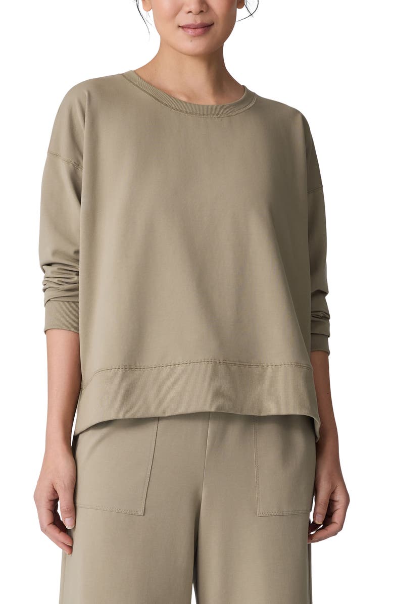 Eileen Fisher Crewneck Stretch Organic Cotton Sweatshirt, Main, color, 