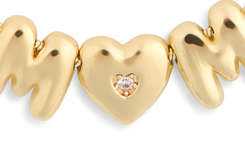 Leith Demi-fine Cubic Zirconia Heart Stud Earrings & Mom Pendant Necklace Set In Clear- Gold
