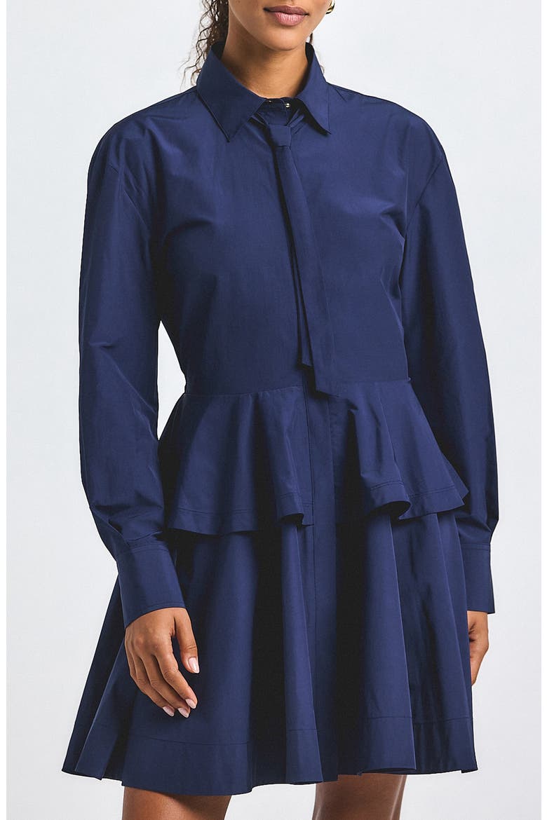 Azure Woven Peplum Shirt, Main, color, NAVY