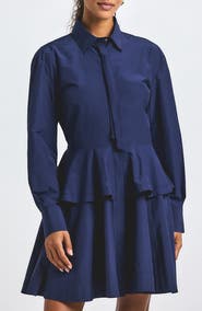 Derek Lam 10 Crosby Azure Woven Peplum Shirt