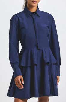 Azure Woven Peplum Shirt