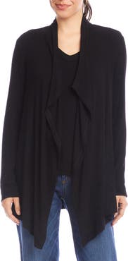 Karen Kane Rib Draped Open Front Cardigan