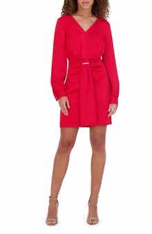 Matte Sequined V-Neck Long Sleeve Minidress