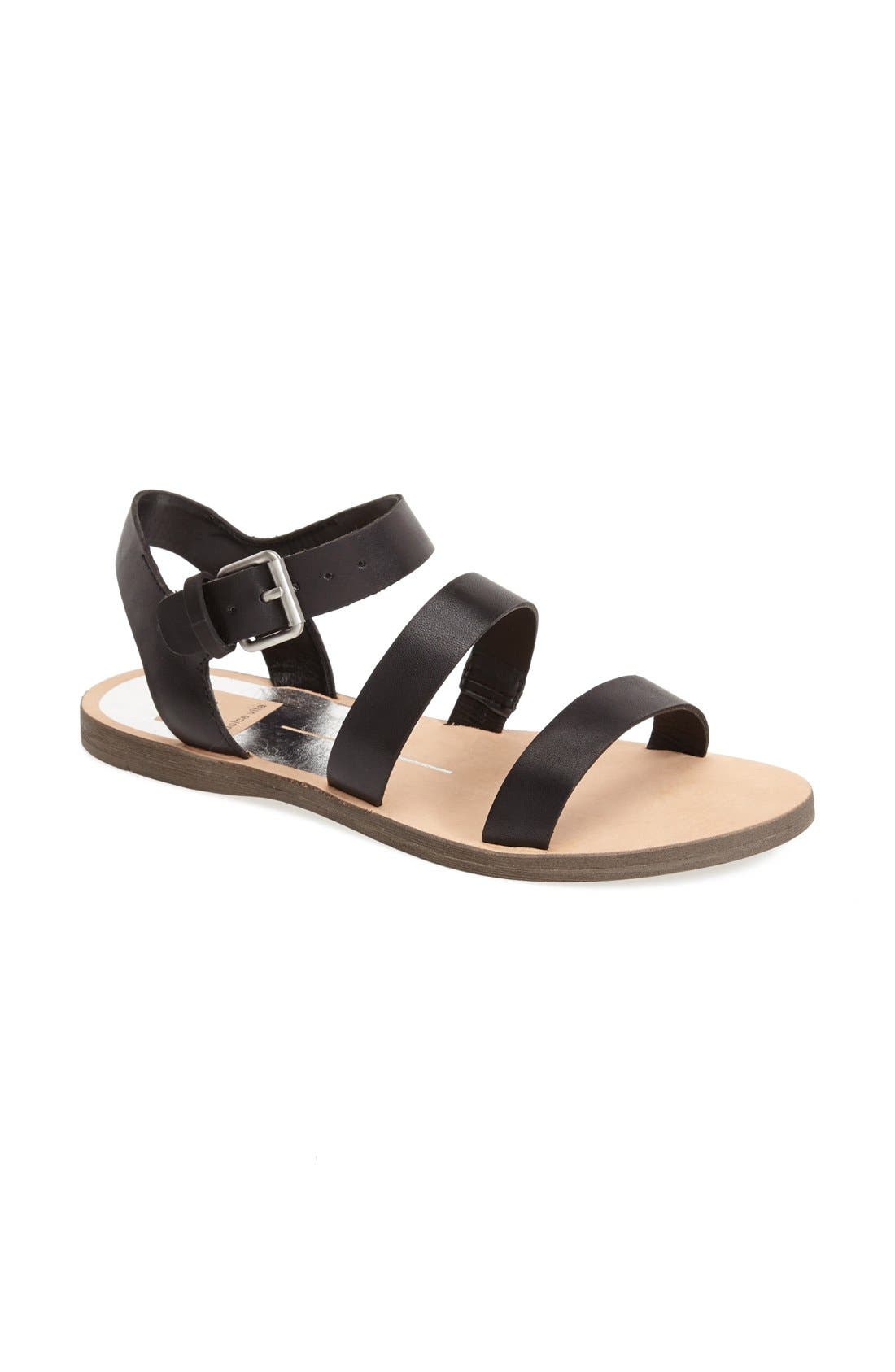 'Veya' Sandal, Main, color, BLACK LEATHER