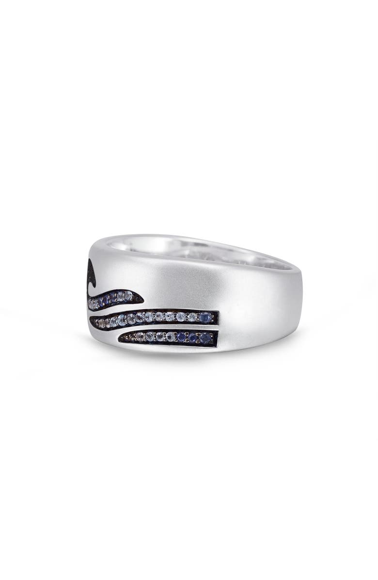 LuvMyJewelry Breaking Waves Sapphire & Topaz Silver Band Men Ring, Alternate, color, Silver