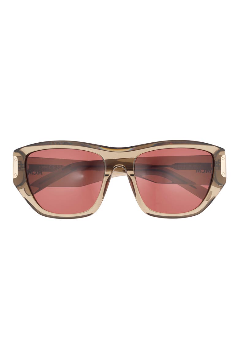 55mm Cat Eye Sunglasses, Main, color, SHINY BEIGE / BORDEAUX