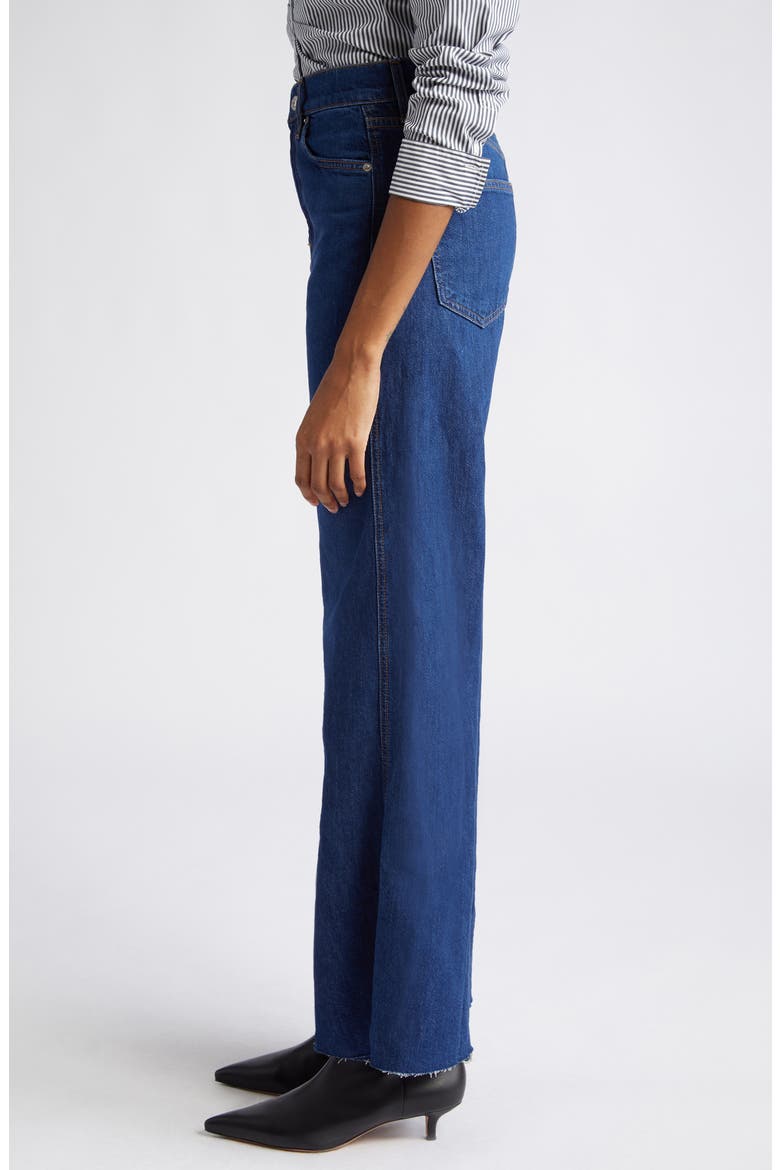 Taylor Raw Hem High Waist Wide Leg Jeans, Alternate, color, BRIGHT BLUE