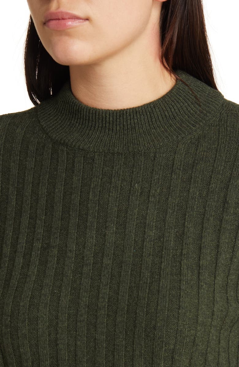 Madewell Mock Neck Crop Sweater, Alternate, color, Heather Dark Forest